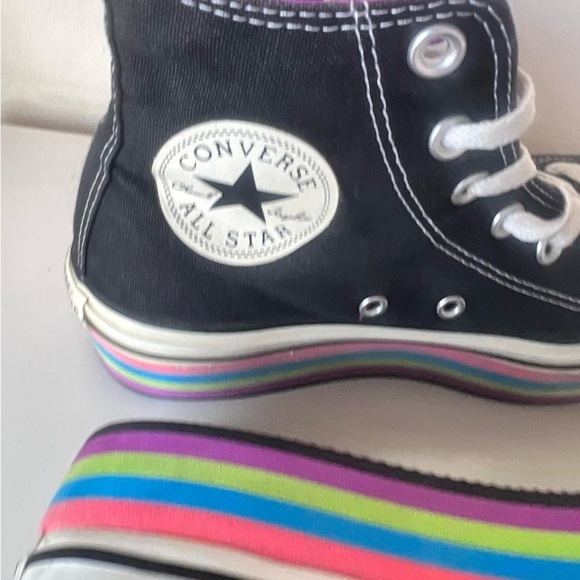 Platform Converse Black and Purple High-Top rainbow Sneakers - Picture 2 of 9